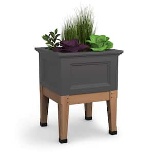 Fairfield 24 in. Graphite Grey polyethylene Resin Square Outdoor Self-Watering Elevated Garden Bed