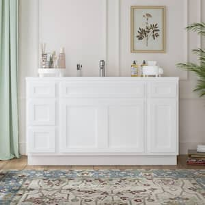 57 in. W x 21 in. D x 32.5 in. H Bath Vanity Cabinet without Top in White