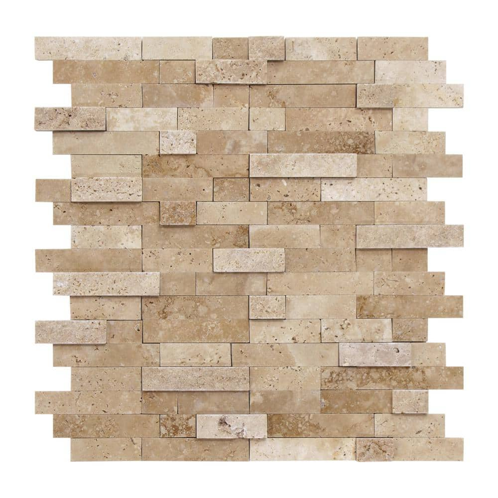 sunwings Beige 11.5 in. x 10.7 in. Natural Marble Peel and Stick ...