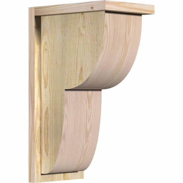 Ekena Millwork 8 in. x 12 in. x 20 in. Douglas Fir Crestline Rough Sawn Corbel with Backplate