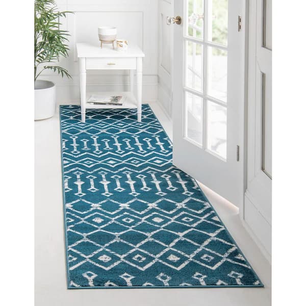 Moroccan Trellis Mamounia Blue 2 ft. x 9 ft. 10 in. Area Rug