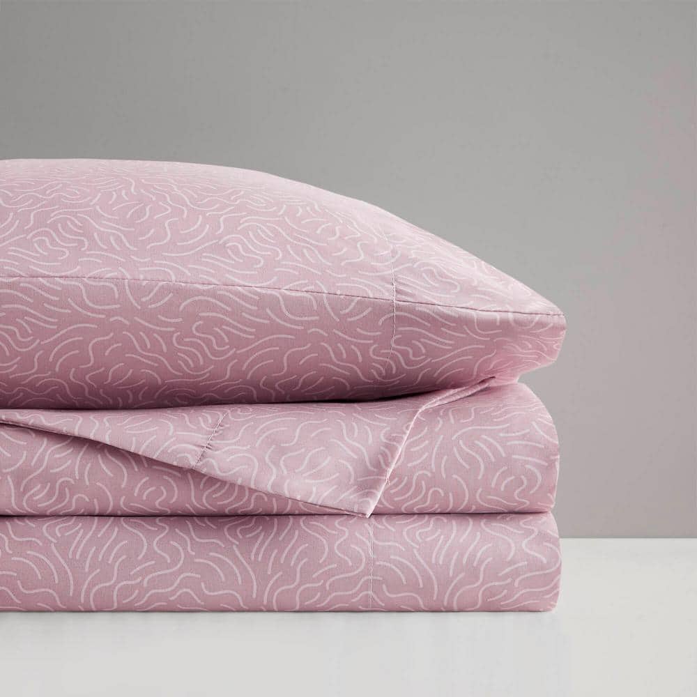Blush Waves Twin Microfiber Sheet Set with Pillowcases