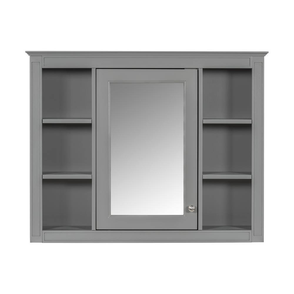35 in. W x 27.5 in. H Rectangular MDF Wall Mounted Medicine Cabinet with Mirror in Gray price history on PriceWatchPro