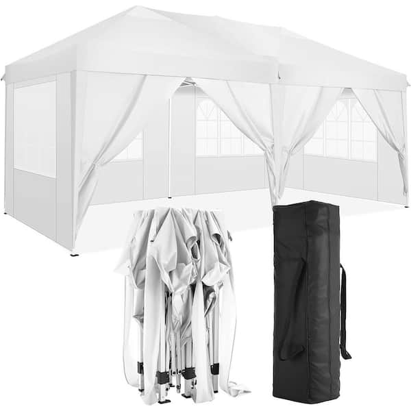 Unbranded 10 ft. x 20 ft. Outdoor Folding Canopy with 6-Removable Sidewalls, Event Shelter UPF 50 plus Gazebo Portable Tent, White