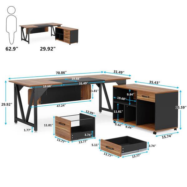 ダークブラウン オフィステーブル 作業台 サイドテーブル ダークブラウン 茶色 【 テーブル 机