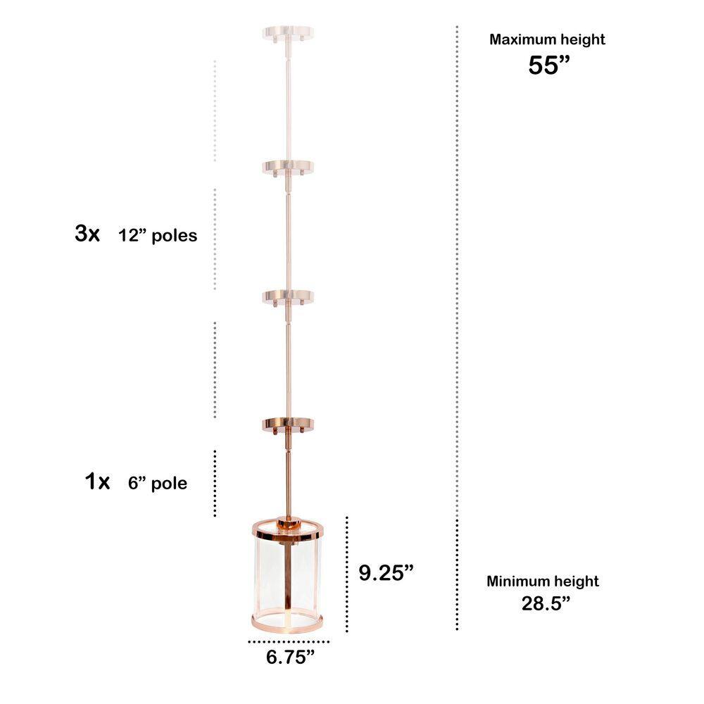 Rose Gold Farmhouse 55" Adjustable Glass Pendant Light