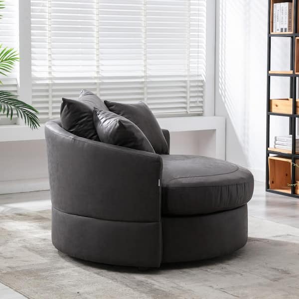 dark gray barrel chair