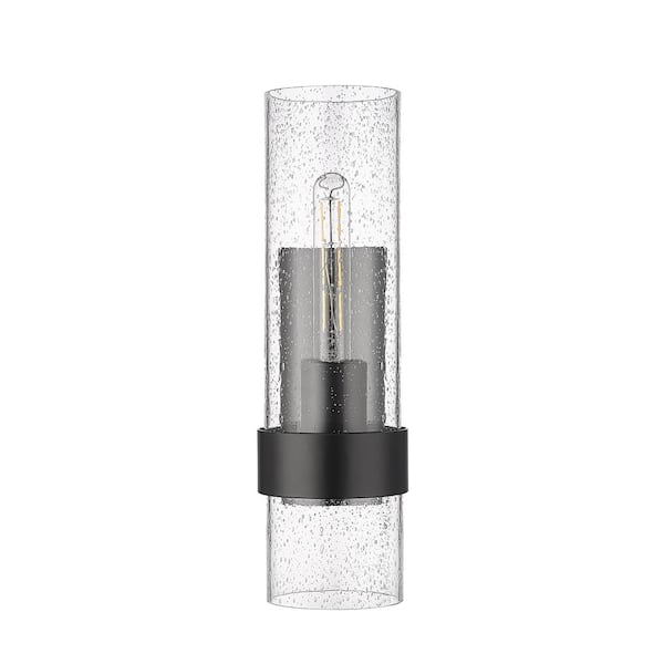 Millennium Lighting 4.75 in. 1-Light Matte Black Sconce Clear Seeded