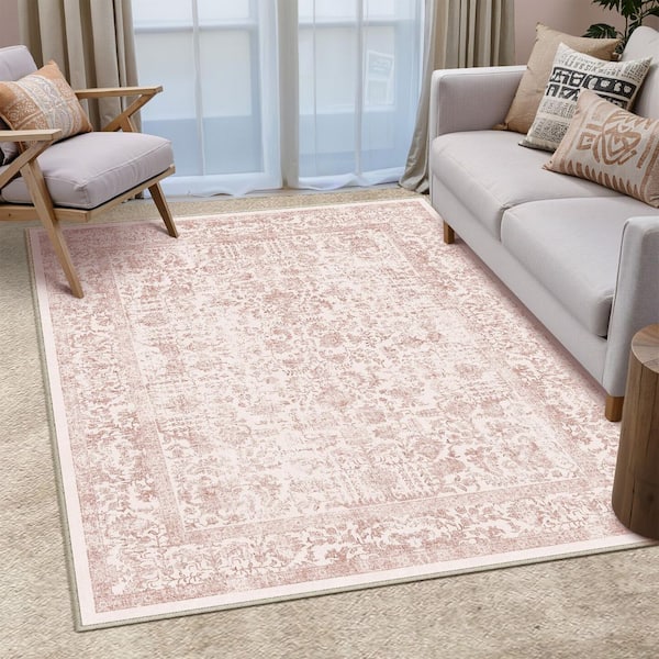 Entomology Pink 4 ft. x 6 ft. Vintage Floral Area Rug