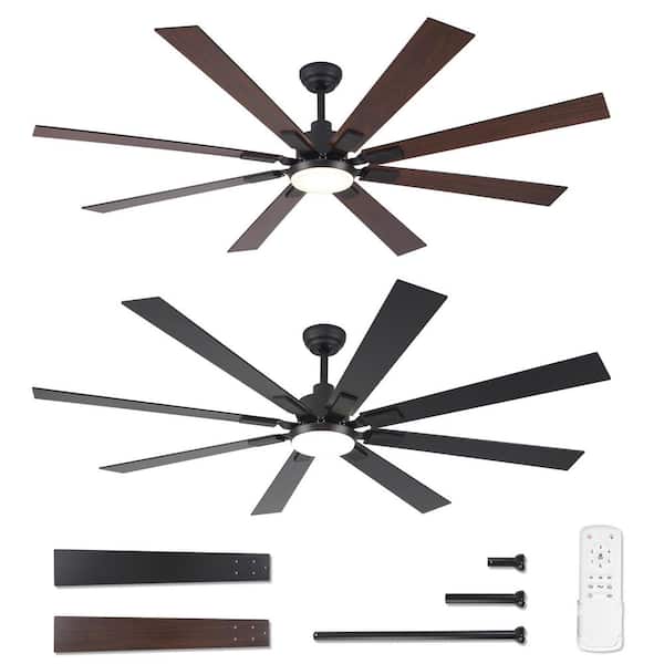 72 in. Indoor/Outdoor Matte Black DC Motor Ceiling Fan with Adjustable Integrated LED with Remote Included