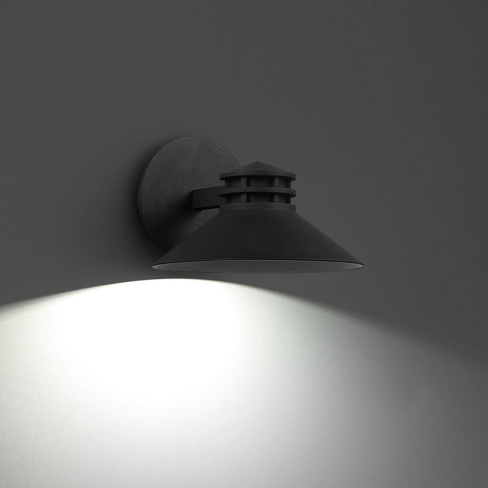 Sodor 10" Black LED Outdoor Wall Light with Dimmable Flood Beam