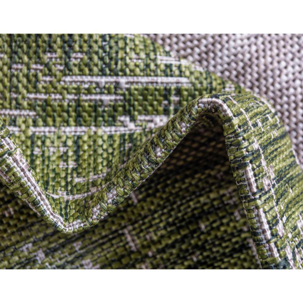 Modern Abstract 9' x 12' Gray and Green Synthetic Outdoor Rug