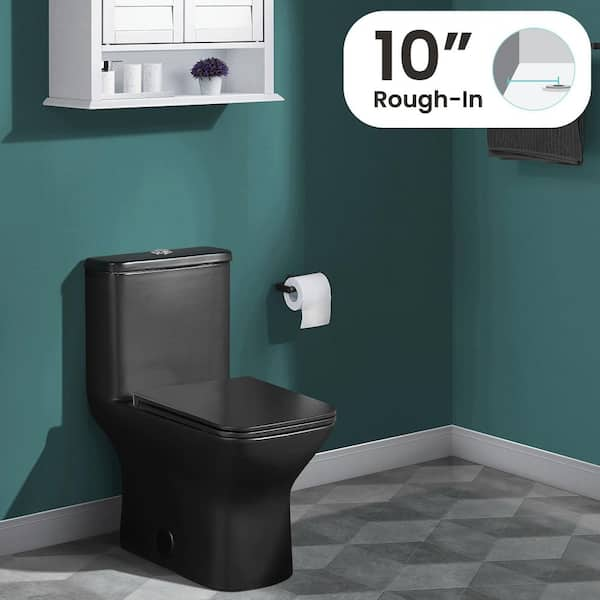 Swiss Madison Ivy Matte Black Elongated Wall Hung Toilet Bowl 12-in  Rough-In at