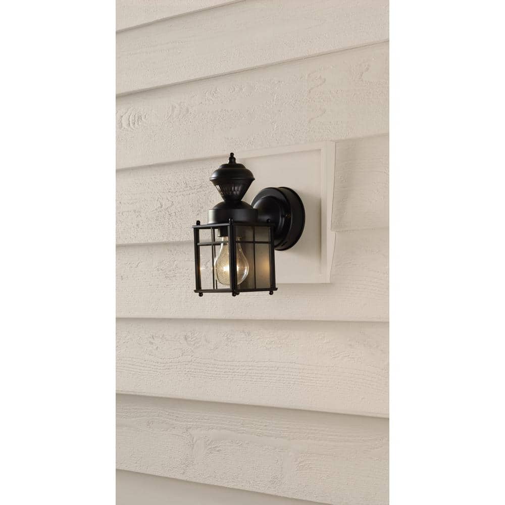 Bayside Black Metal Motion-Sensing Outdoor Wall Lantern Sconce