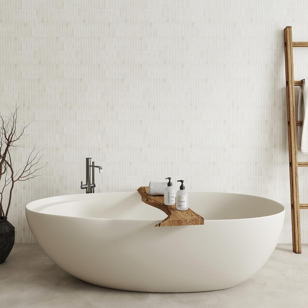 White Glossy Fluted Ceramic 4" x 12" Wall Tile