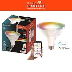 120-Watt Equivalent Smart PAR38 Color Changing CEC LED Light Bulb with Voice Control (1-Bulb) Powered by Hubspace