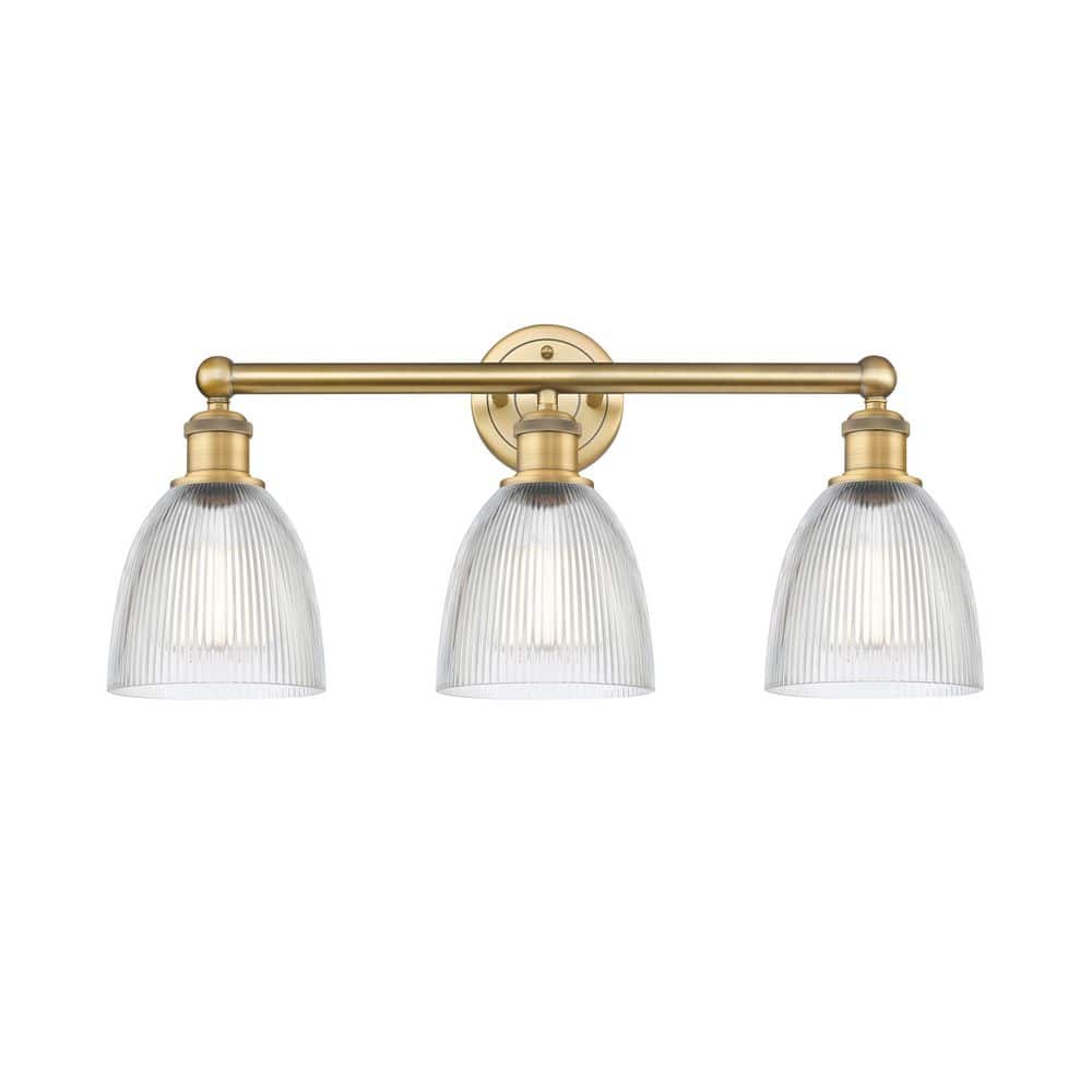 Castile 24 in. 3-Light Brushed Brass Vanity Light with Glass Shade price history on PriceWatchPro