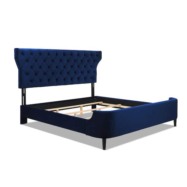 Jennifer Taylor Robyn Navy Blue Velvet, Blue Velvet King Size Bed Frame