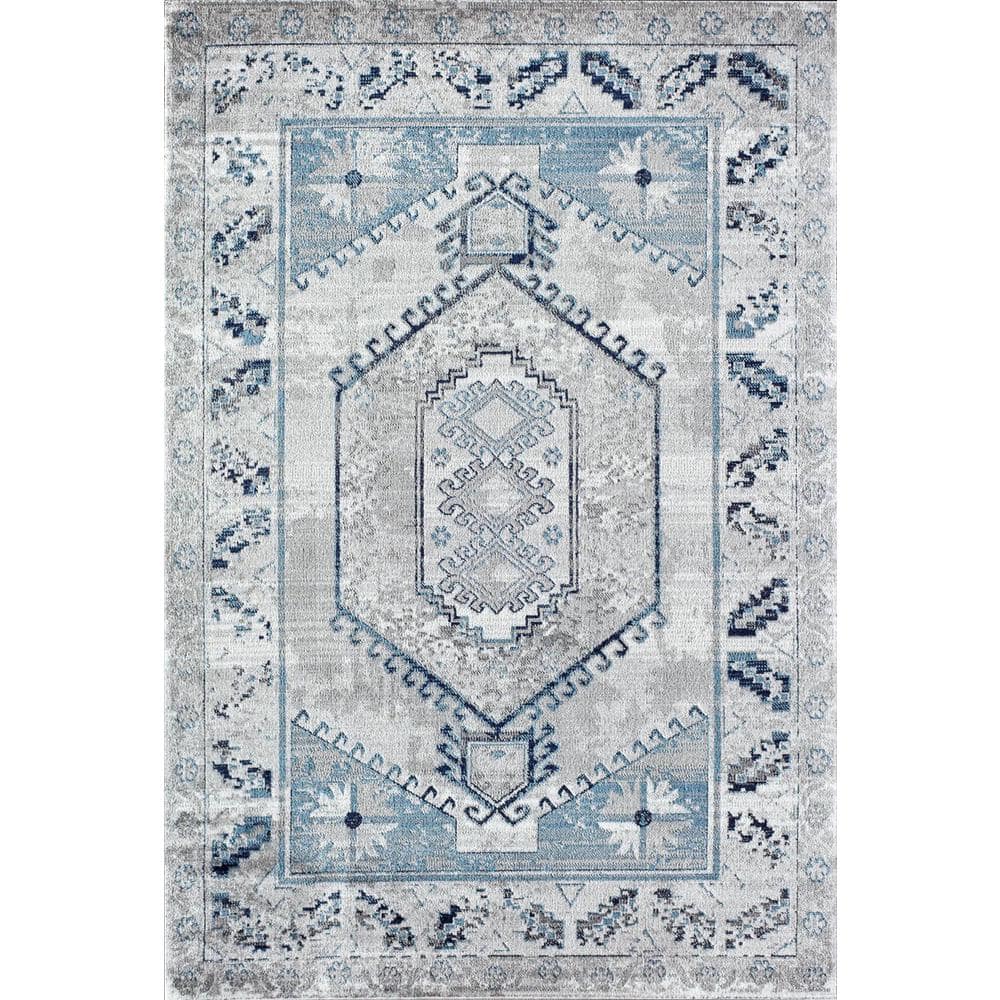 Rugs America Freya Misty Blue 2'6"x8' Farmhouse Gray Area Rug RA30553