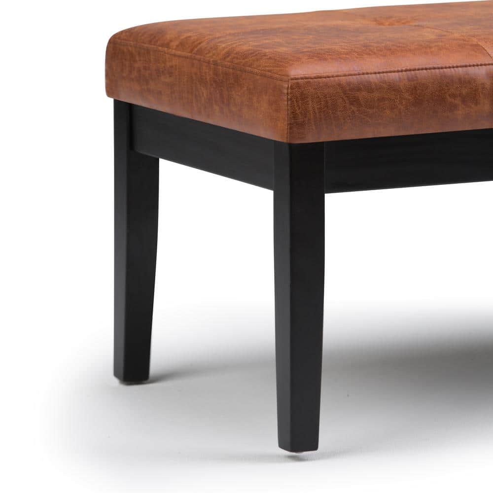 Slate Gray Tufted Rectangular Engineered Wood Bench Ottoman