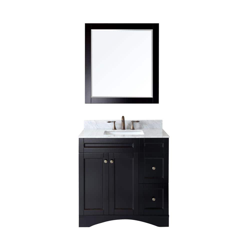 Virtu USA Elise 36 in. W Bath Vanity in Espresso with Marble Vanity Top