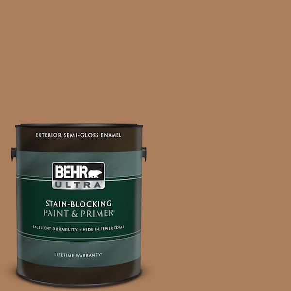 BEHR ULTRA 1 gal. #S230-6 Burnt Toffee Semi-Gloss Enamel Exterior Paint & Primer