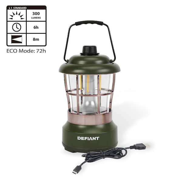 Defiant 300 Lumens Rechargeable Dimmable Lantern with String Light