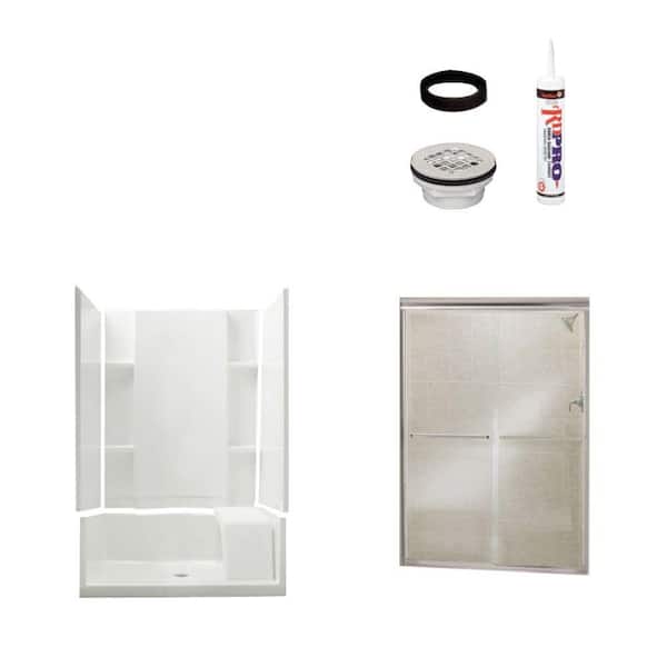 Unbranded Accord 36 in. x 48 in. x 74-1/2 in. Shower Kit with Shower Door in White/Chrome-DISCONTINUED