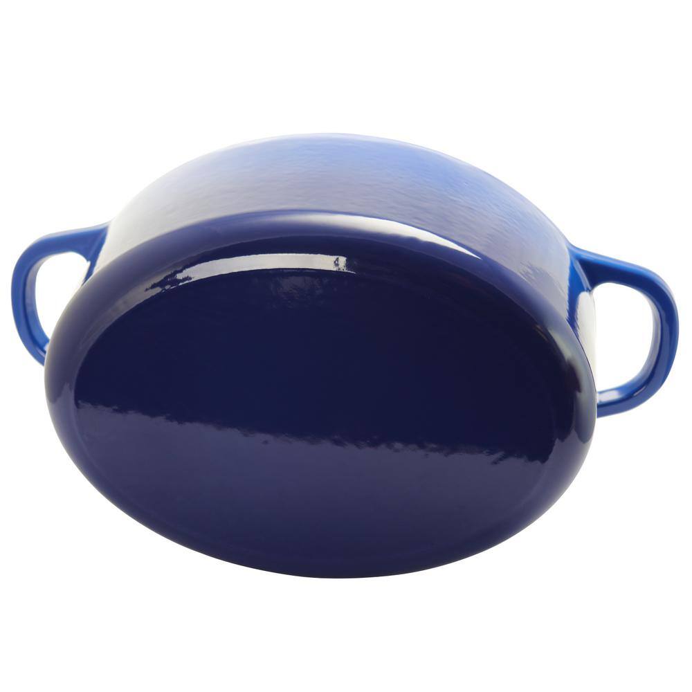 Sapphire Blue Enameled Cast Iron 7-Quart Oval Dutch Oven