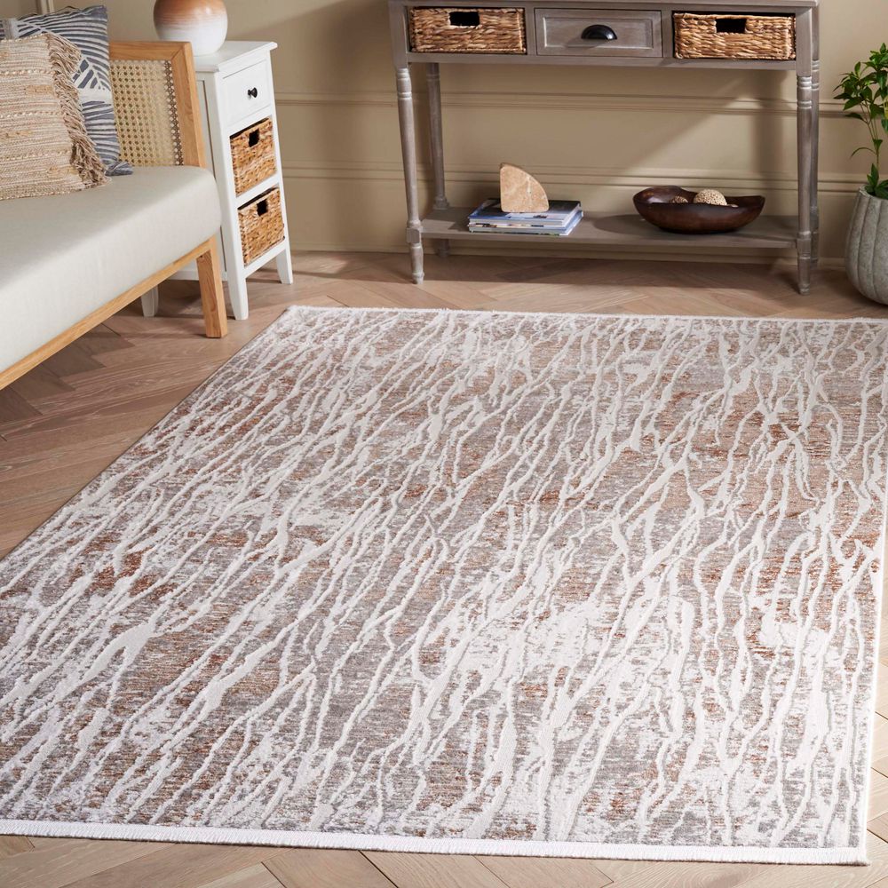 Mila 4 ft. x 6 ft. Beige/Gray Distressed Striped Area Rug