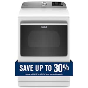 7.4 cu. ft. 240-Volt Smart Capable White Electric Vented Dryer with Hamper Door and Steam, ENERGY STAR