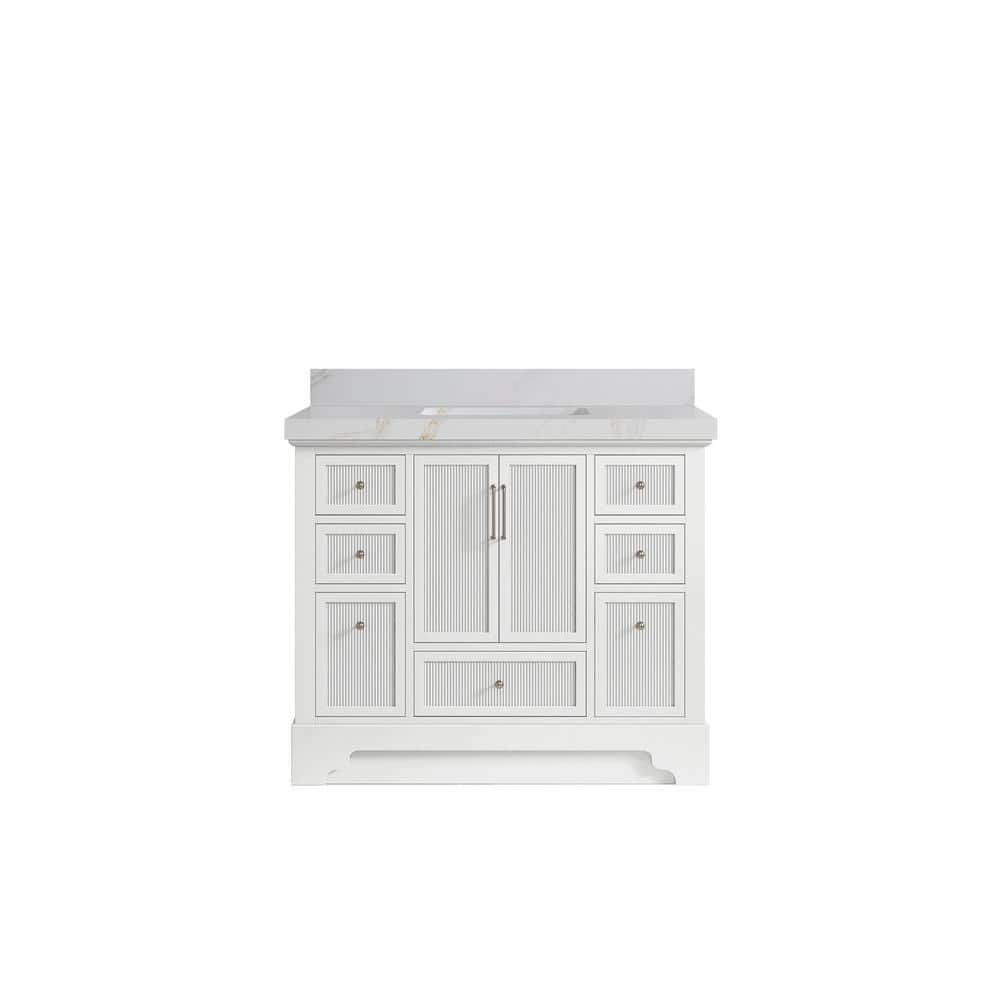 Alys 42 in. W x 22 in. D x 36 in. H Single Sink Bath Vanity in White with 2 in. Calacatta Sienna Top price history on PriceWatchPro