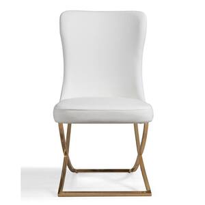 Royal 20 in. W x 37.5 in. H Leatherette Pearl White/Gold Upholstered Dining Side Chair No Assembly Required (Set of 2)