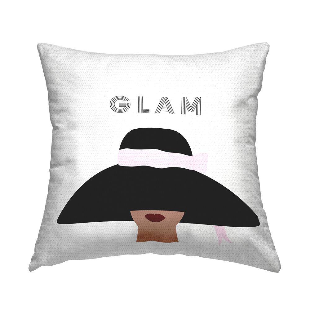 Glam Text Fashionista Female Bold Sun Hat White Square Outdoor Throw Pillow price history on PriceWatchPro