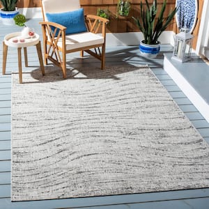 Courtyard Ivory/Gray 4 ft. x 6 ft. Distressed Wave Indoor/Outdoor Patio  Area Rug