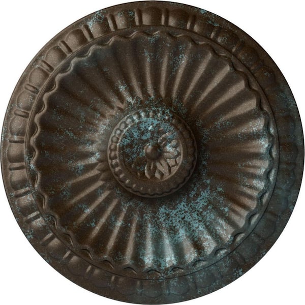 Ekena Millwork 11-1/4 in. x 1-1/8 in. Linus Urethane Ceiling Medallion, Bronze Blue Patina