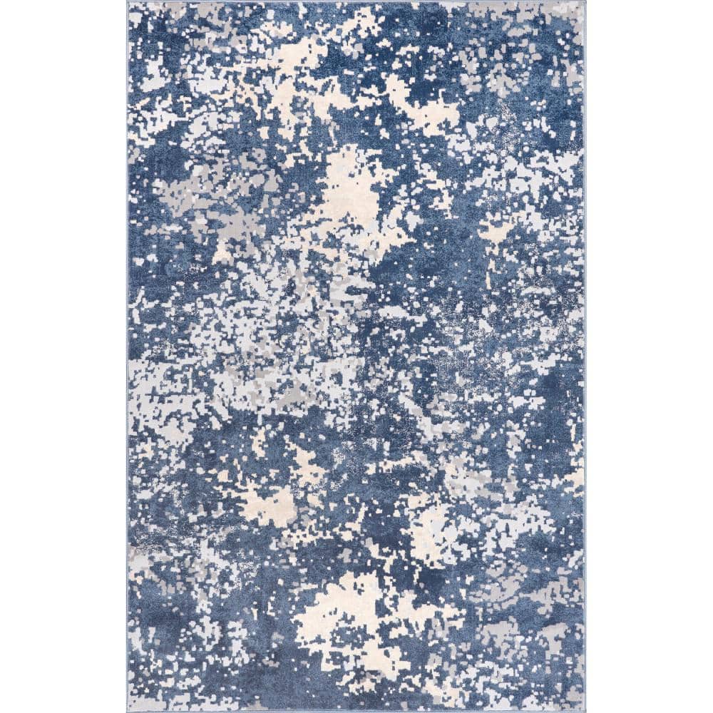 Blue Door Rug nuLOOM Chastin Modern Abstract Blue Doormat 3 ft. x 5 ft. Area Rug ...