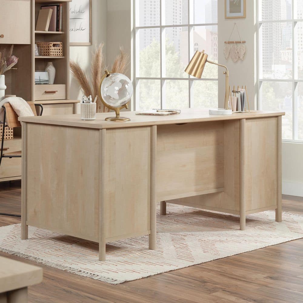 Maple Brown Executive Desk with Keyboard Tray and Filing Cabinet