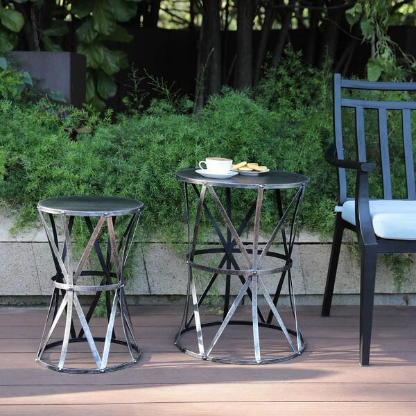 Unbranded Round Metal Outdoor Accent Table (Set of 2)