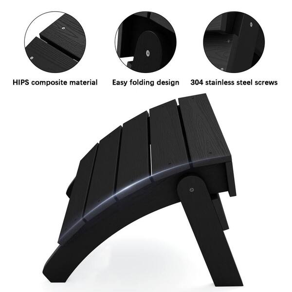 Black HIPS Composite Plastic Outdoor Ottoman Z0B8CKVN6K
