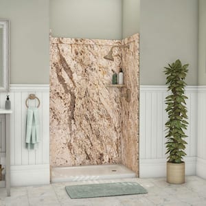 Elegance 36 in. x 48 in. x 80 in. 9-Piece Easy Up Adhesive Alcove Shower Wall Surround in Golden Beaches