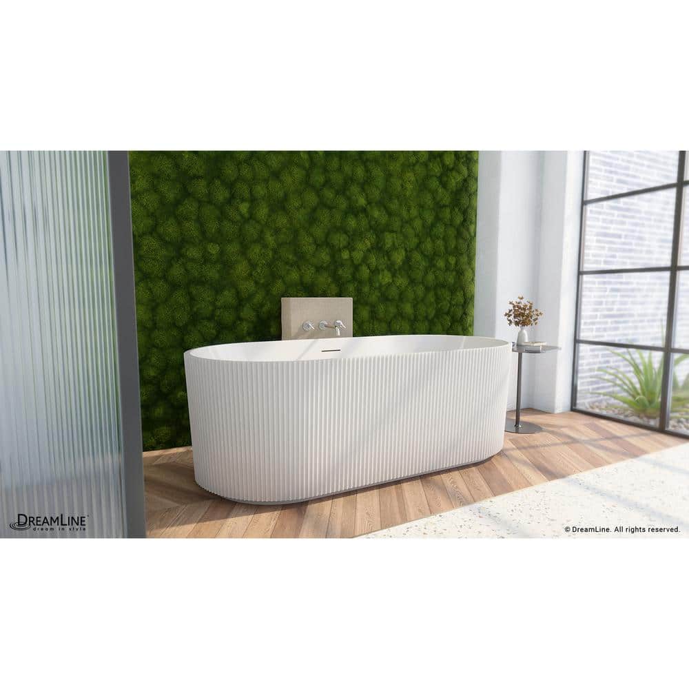 Charisma 59" White Ribbed Freestanding Acrylic Soaking Bathtub