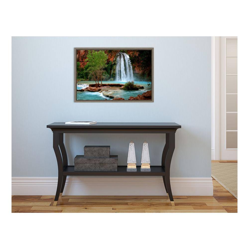 Havasu Falls Landscape Framed Canvas Wall Art in Gray
