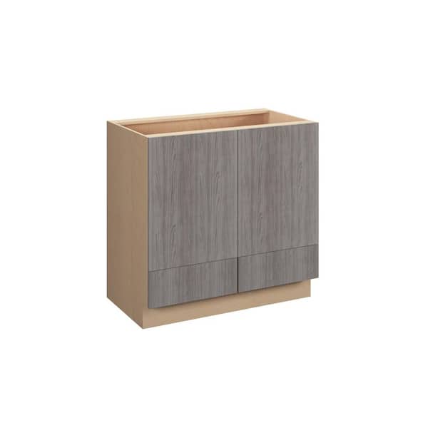 Kunal Kitchens Saratoga Slab 36 in. W x 34.5 in. H x 21 in. D in Greywood Plywood Assembled Bath Base w/Bottom Drawer