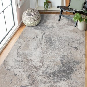 Yasmin Ester Cream 7 ft. 10 in. x 10 ft. 6 in. Abstract Polyester Area Rug