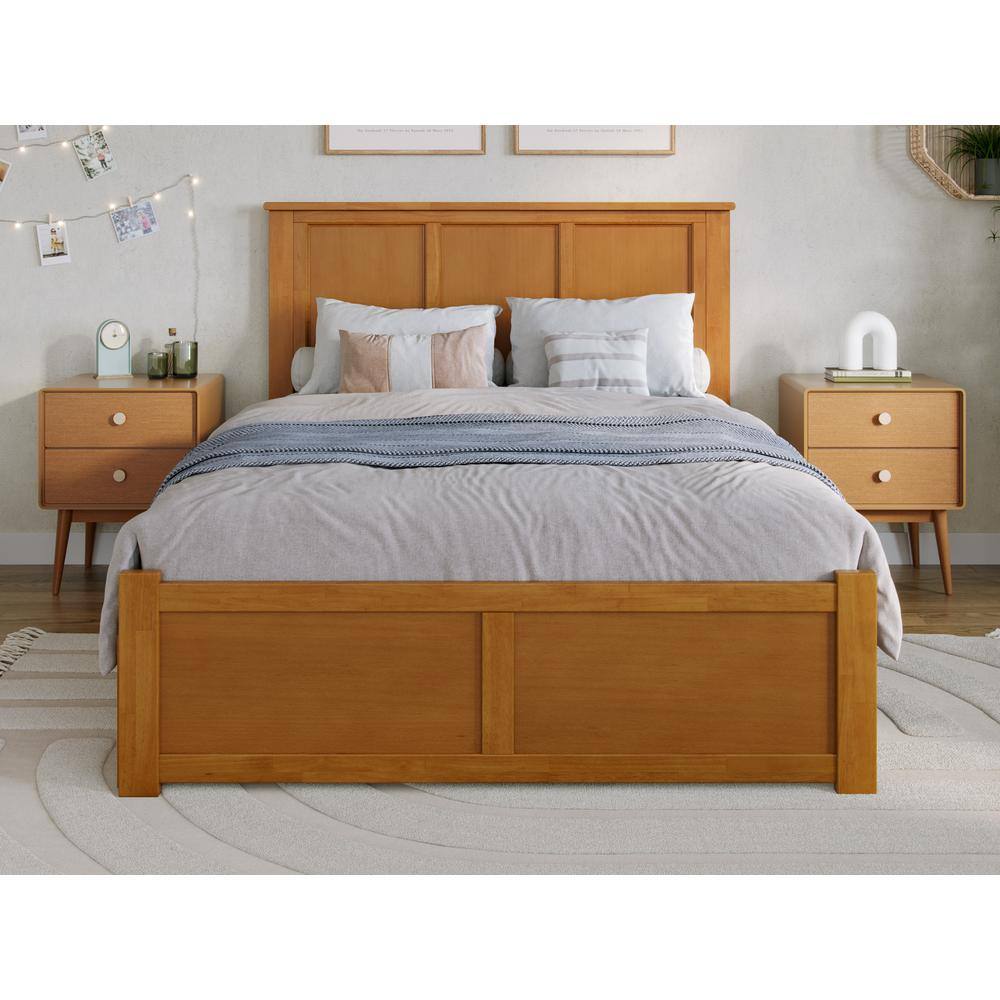 Madison Light Toffee Full Wood Platform Bed with Storage Drawers