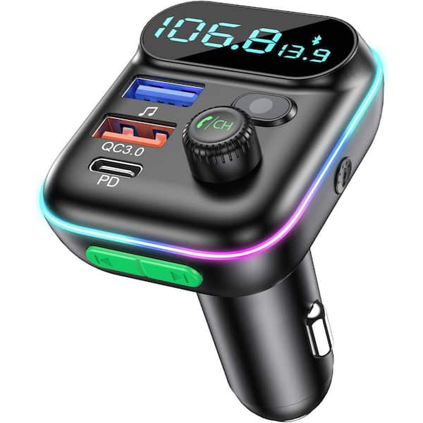 OBJLGEV FM Transmitter Wireless Bluetooth 5.0 in-Car Adapter Type-C PD QC3. 0 Fast USB Charger Hi Fi Bass Mp3 Player Receiver