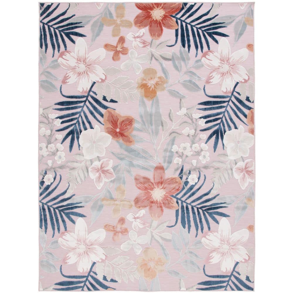 Cabana Pink/Gray 8 ft. x 10 ft. High-Low Floral Leaf Indoor/Outdoor Area Rug price history on PriceWatchPro