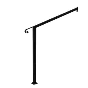 39.4 in. H x 3.9 ft. W Black Iron Single Post Handrail Railing Kit Fits 3 or 4 Steps Outdoor Stair Railing