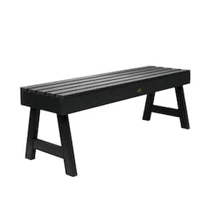 Weatherly 4 ft. 2-Person Black Recycled Plastic Outdoor Picnic Bench